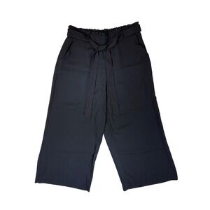 LC Lauren Conrad Black Wide Leg Paperbag High Waist Cropped Pants Large